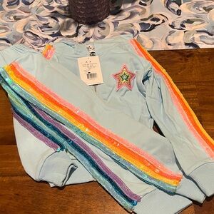 Lola + The Boys Light Blue Sequin Star Joggers